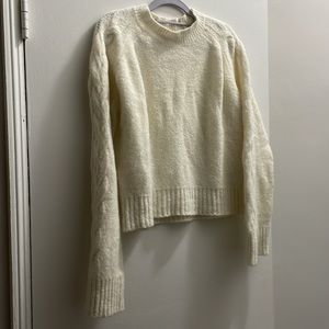 J. Crew cashmere bouche cable-sleeve sweater in ivory